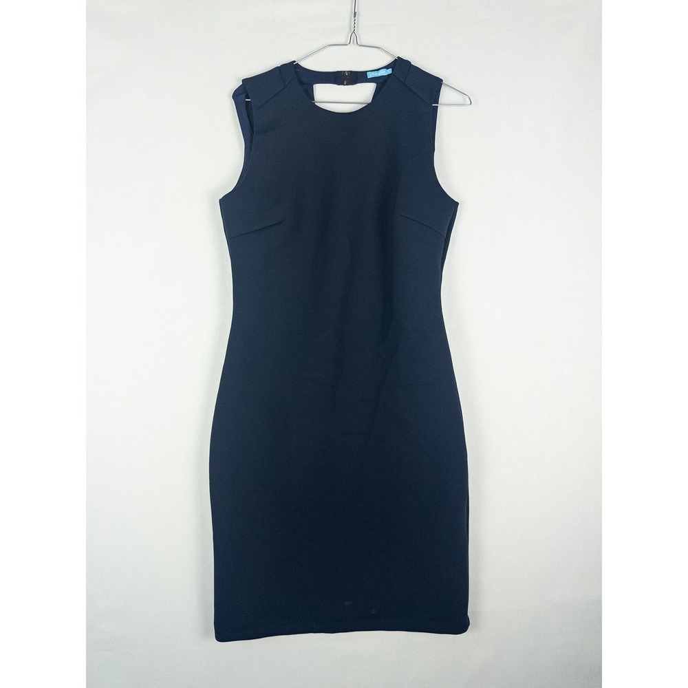 J.McLaughlin Sleeveless Sheath Dress Womens S Navy Open Back Workwear Minimalist